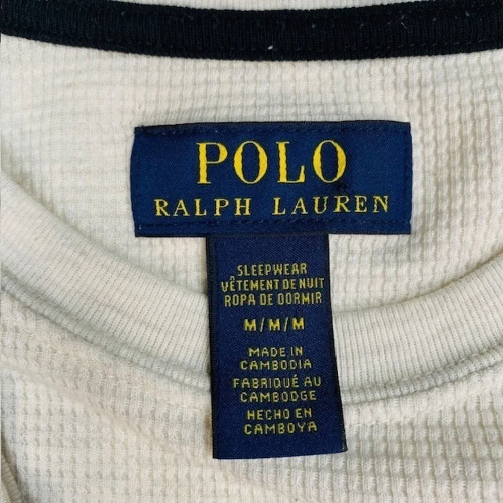 Polo Ralph Lauren Mens Oatmeal Heather Waffle Knit Thermal Sleep Shirt Medium